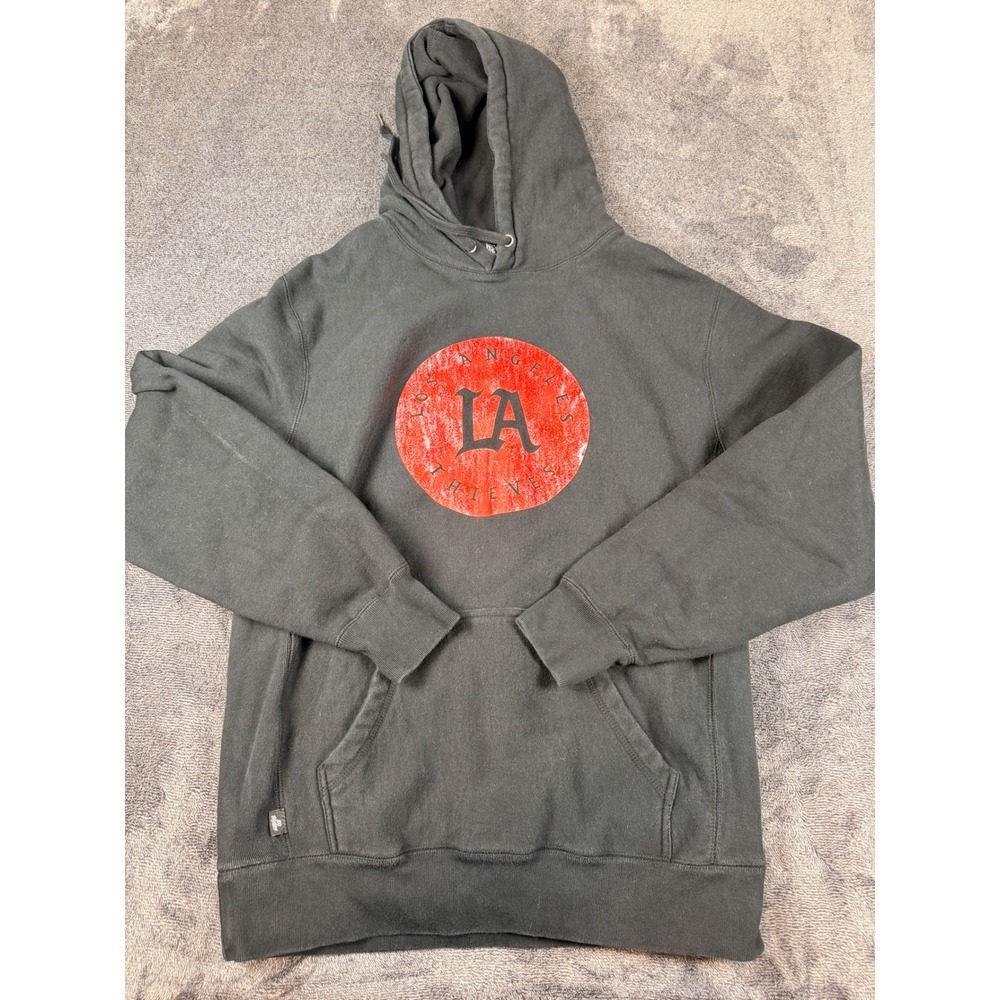 100 Thieves LA Thieves Hoodie Mens Medium Black Red Graphic Gaming Sweatshirt